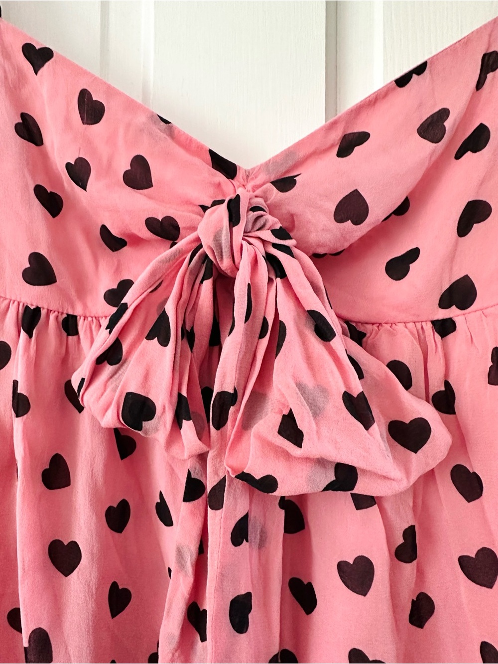 For Love & Lemons Tallulah Swing Mini Dress Silk Pink Hearts Coquette Size S - Picture 5 of 16